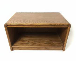 Vintage Oak Veneer Open Shelf Side Table or Nightstand