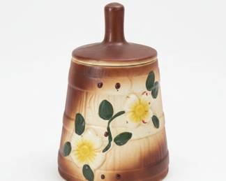 Vintage Ceramic Pot with Lid and Decorative Jar, Pot Lettering second image