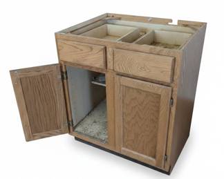 Oak Kitchen Base Cabinet with Two Drawers and Two Doors