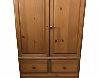 Pine Armoire with Drawers