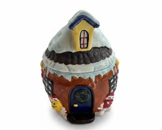 MMs Christmas Ceramic House Cookie Jar