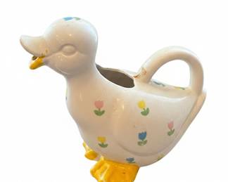 Ceramic Bunny Candle Holder and Duck Watering Can Set second image