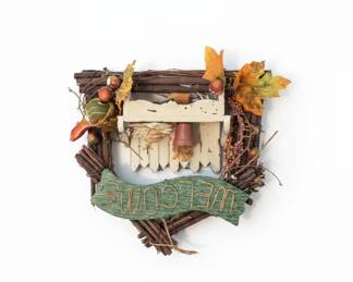 Handmade Rustic Welcome Sign and Birdhouse Set