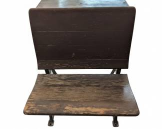 Antique Cast Iron and Wood School Desk