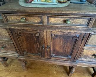 Antique Jacobean Revival Carved Oak Sideboard second image