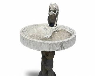 Stone Squirrel Bird Bath