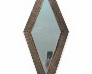 Diamond Shaped Rustic Wood Frame Mirror