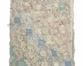 Old Vintage Quilt Worn Distressed Country Shabby Chic