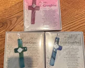 Handmade Glass Crosses for Grandma, GreatGrandma, and GreatGrandpa