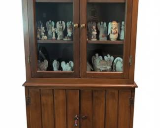 Vintage Wooden Display Cabinet with Glass Doors
