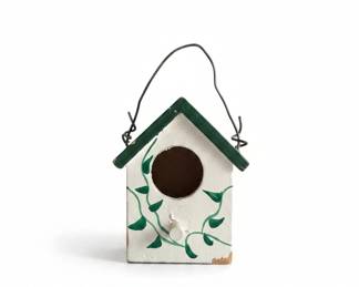 Decorative Ceramic Birdhouse with Green Vines