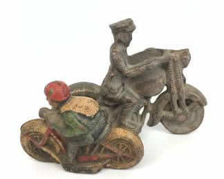 Cast Iron Motorcycle Police Officer Figurines Set