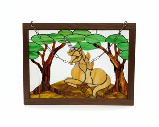 Stained Glass Panel with Unicorn
