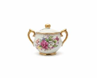 Vintage Porcelain Rose Tea Set with HandPainted Glass Creamer and Sugar Sets fourth image