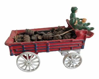 Cast Iron Ice Wagon and MultiHorse Drawn Wagon with Barrels third image