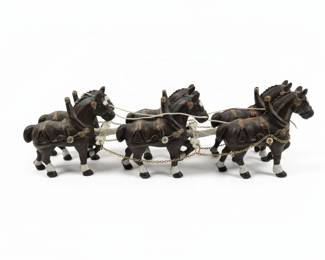 Cast Iron Ice Wagon and MultiHorse Drawn Wagon with Barrels fourth image