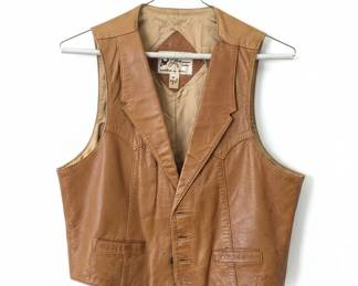 Vintage Leather Vest and Khaki Utility Vest
