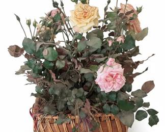 Artificial Rose Arrangement in Wicker Basket