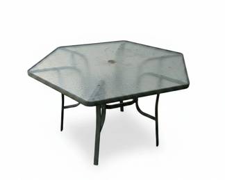 Glass Top Patio Table with Metal Frame