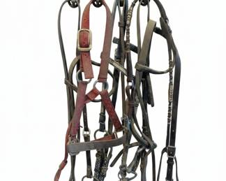 Vintage Horse Bridle and Halter Set with Decorative Horse Wall Mount