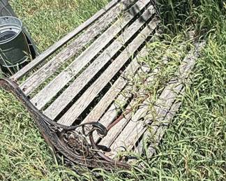 Antique Cast Iron and Wood Garden Bench
