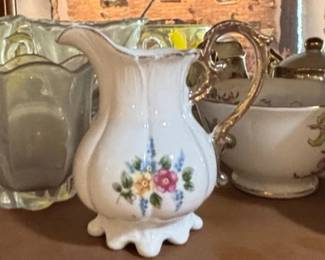 Vintage Lefton Porcelain Tea Set with Heritage Green Rose Motif fourth image