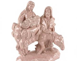 Pink Ceramic Nativity Scene Figurine