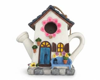 Watering Can Shaped Birdhouse with Bench and Lantern