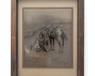 Frederic Remington Burning the Range Engraving