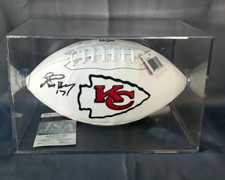 Steve DeBerg Kansas City Chiefs Autographed Football Inscribed "17", With JSA COA Card And Sticker, In Display Case