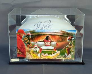 Jamaal Charles Autographed Football, Inscribed "#25", In Display Case With Poster Signed By Artist