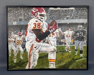 Original Painting On Canvas Of Kimble Anders Kansas City Chiefs, With Fascismile Signature, Signed By Artist, Framed, 22.5" x 18.5"