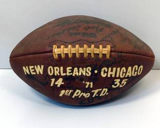 Commemorative 1971 Signed NFL Football For New Orleans Vs Chicago Game