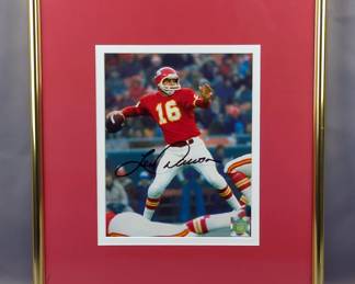 Len Dawson (HOF) Kansas City Chiefs Autographed Photo, Framed And Double Matted Under Glass