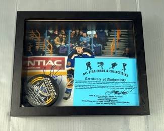 Scott Young St. Louis Blues Autographed Photo And Hockey Puck, In Frame, With All Star Cards & Collectibles COA