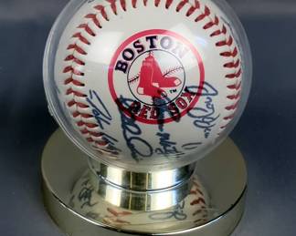 Boston Red Sox Multi Autograph Baseball, With Acrylic Display Case