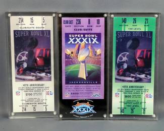 Super Bowl XXXIX And Super Bowl XL Tickets, In Acrylic Holders, Total Qty 3