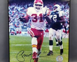 Priest Holmes Kansas City Chiefs Autographed 8x10 Photo, Inscribed "31", With Steiner Sports Memorabilia COA, Framed