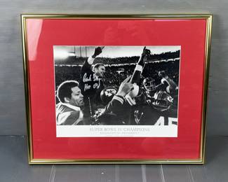 Hank Stram (HOF) Autographed Super Bowl IV Champions Print, Inscribed ‘HOF 03’, Framed And Matted, Approx 17.5” x 21”, With D & S Collectibles COA