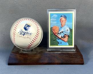 Bret Saberhagen Autographed Baseball And 1986 Topps All-Star Set Card,