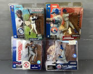 McFarlane’s Sports Picks Figures, Players Include Ichiro, Tom Seaver, Nomar Garciaparra And Vladimir Guerrero, All New In Box, Total Qty 4