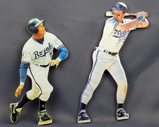 George Brett 1993 Upper Deck Trading Card, Kansas City Royals And Royals Baseball Club 18" Mini Bats, And George Brett Wood Cutouts