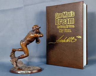 Frank Whites ‘One Man’s Dream: My Town, My Team, My Time’ Autographed Book, With Ascend Books COA, And Bronze Figure
