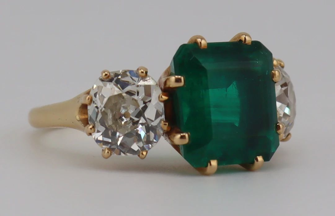 17.5kt Emerald and Diamond Ring