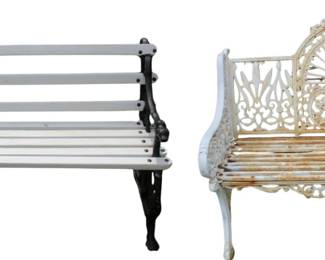 Iron Dog Bench and Victorian Bench