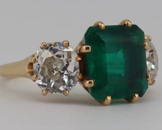 17.5kt Emerald and Diamond Ring