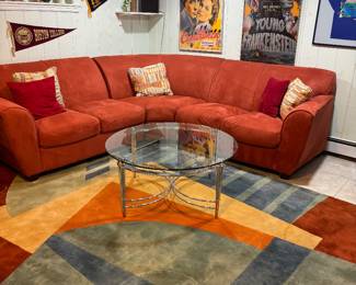 ORANGE MICROFIBER SECTIONAL