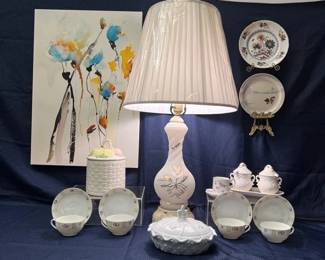 Vintage Charm CollectionMidcentury Lamp, Floral China And Decorative Cottage Accents