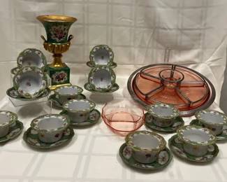 Victorian Elegance Antique Porcelain And Depression Glass Serving Collection