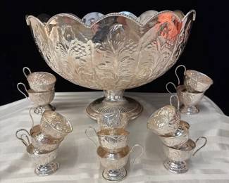 Antique Tin Punchbowl Set